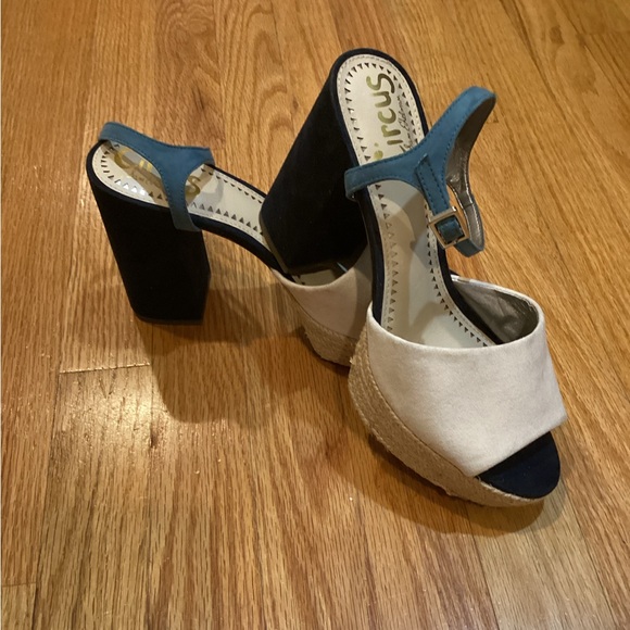 Circus by Sam Edelman Shoes - Circus by Sam Edelman Women's Blue and White Platform Sandals